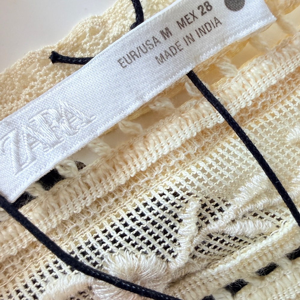 Zara Cream Fringe Embellished V-Neck Maxi Dress - Picture 3 of 12